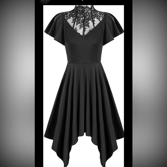 SCARLET DARKNESS Gothic Dress Lace Top Asymmetrical Hem medium NWT - Picture 1 of 10
